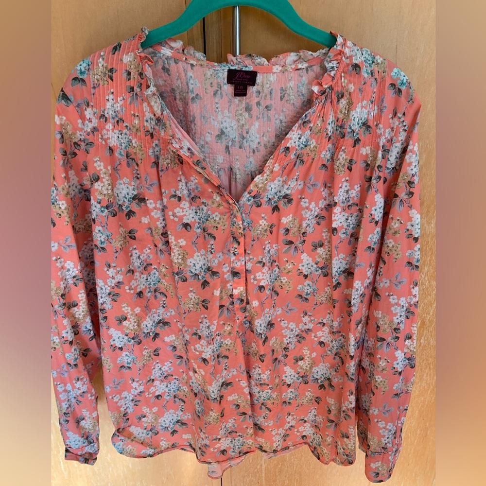J. Crew Liberty Peach Floral Shirt